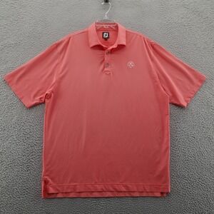 Footjoy Golf Performance Polo Shirt XL Coral Red Stripe Mens Spring Island Logo‎